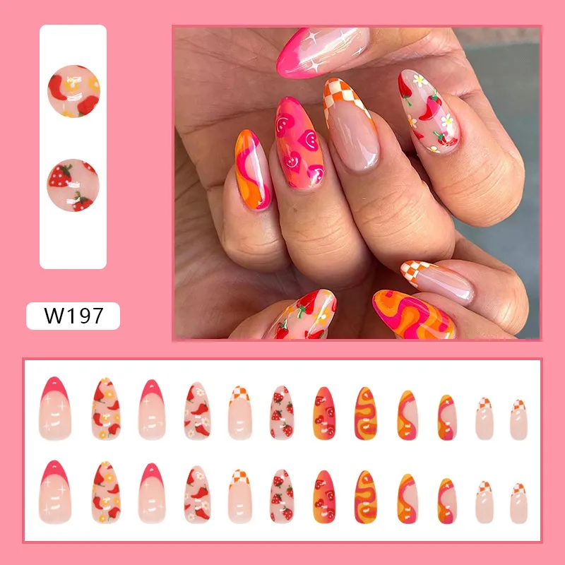 Pointed Nail Drop Shape Nail Tip Cute Fruits And Vegetables Boxed - Cute Fruits And Vegetables