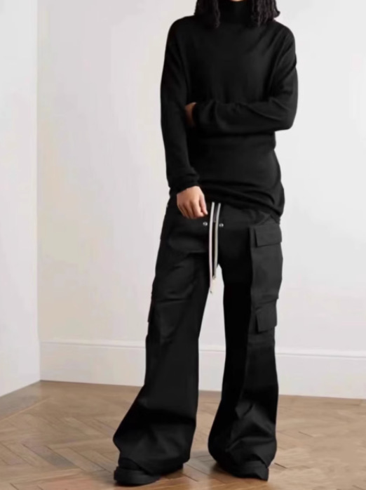 Multi-Pocket Workwear Mopping Wide Leg Casual Trousers