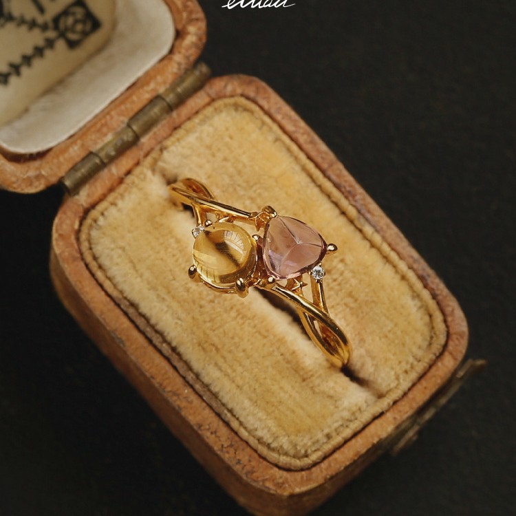 High-end Two-tone Waterdrop Zircon Ring