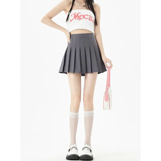 Spring And Summer Black Pleated Skirt Small Slim Fit All matching Dark Gray - Shop at LoveMi