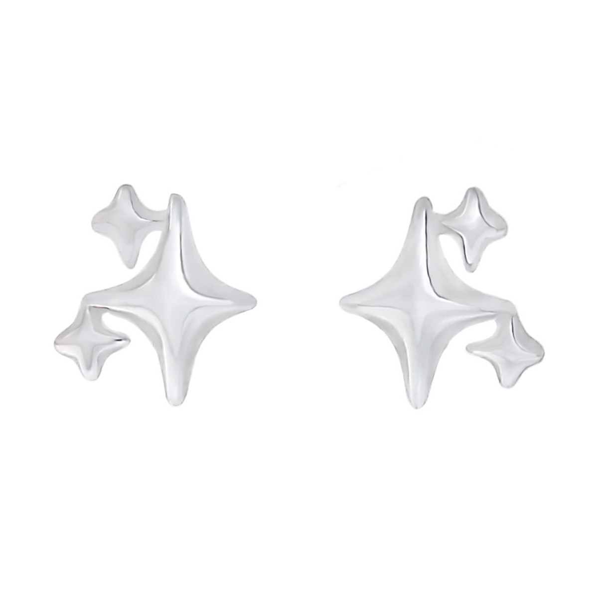 Men's And Women's Three-dimensional Four-eight-pointed Stars Titanium Steel Petite Earrings
