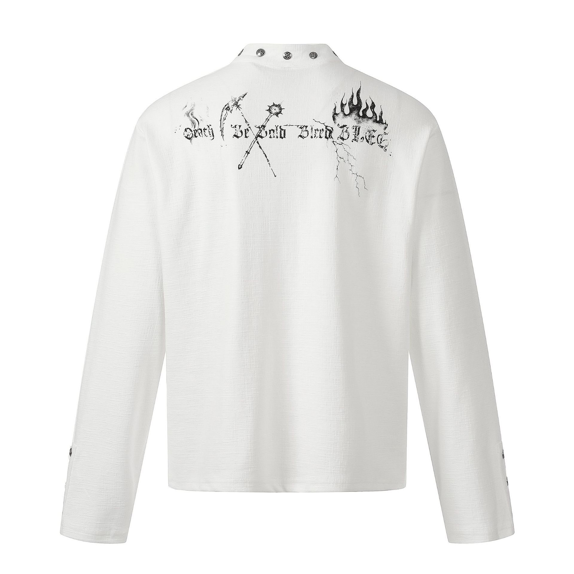 New American-style Retro Dark-themed Trendy Printed Mens Long-sleeve Shirt