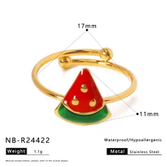 New Hot-selling Stainless Steel Drip Summer Fruit Combination Ring Opening - Nbr24422 - View 1