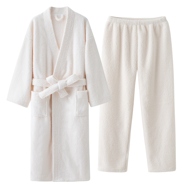 Men's White Bathrobe Pants