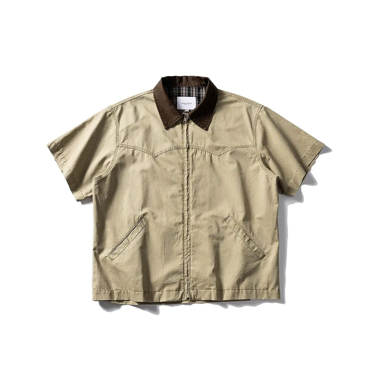 Washed Overalls Shirt Short Sleeve