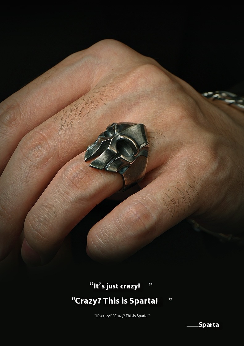 Sparta Ring Men's Domineering Single Ring Retro Distressed Fashion Brand