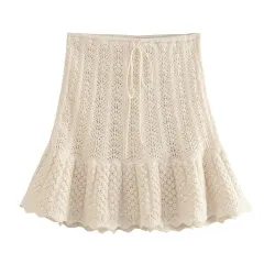 Women's Fashionable Jacquard Mesh Knitted Top Mini Skirt - Mini Skirt - View 1