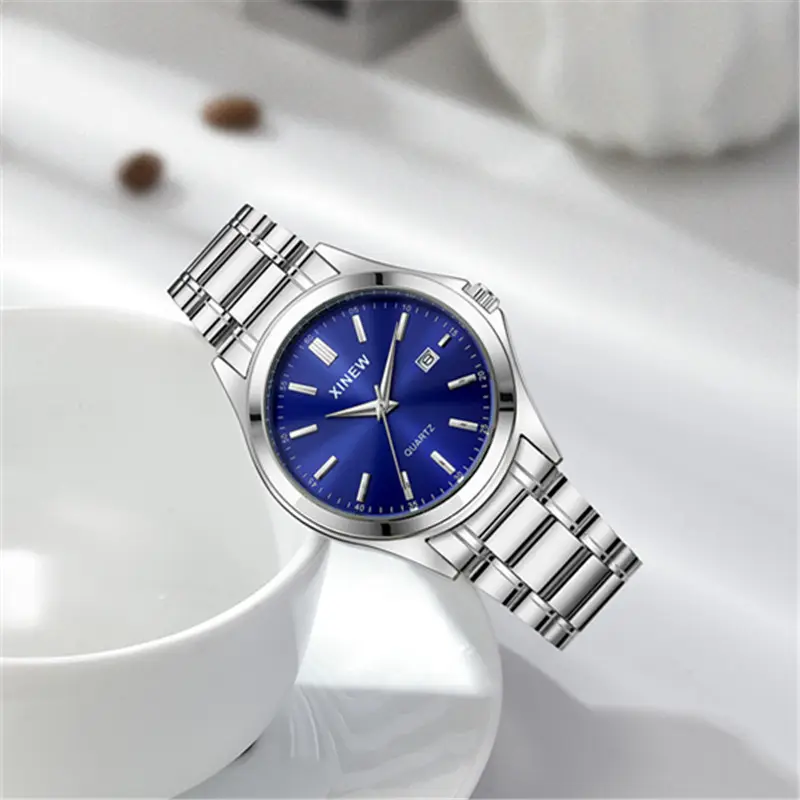 Fashionable Casual Stainless Steel Strap Calendar Quartz