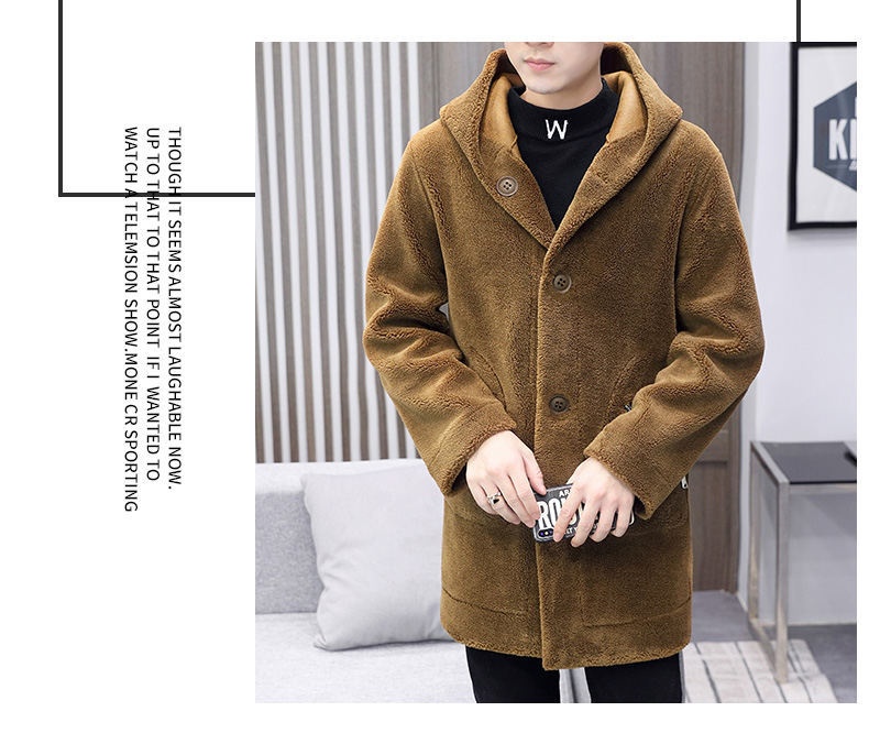 Double-sided Wear Fleece Coat Hooded Mid-length Coat