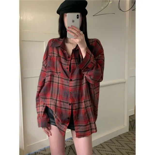 Top Loose Style Anti DDoS Blouse All matching Shirt Red - Shop at LoveMi