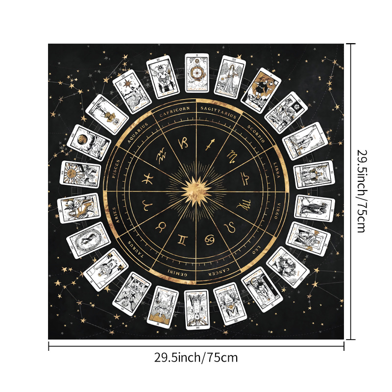 Tarot tablecloth board game decorative cloth with power mandala moon phase floral butterfly design.