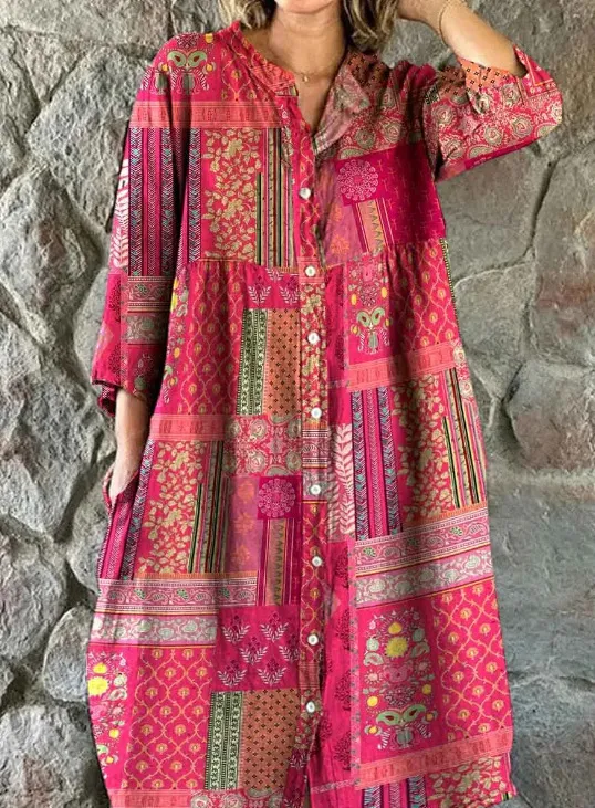 Women's Casual Long sleeved Printed Shirt Dress 8Style - Shop at LoveMi