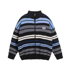 Striped Sweater Casual All-match Loose Sweater - Black - View 1