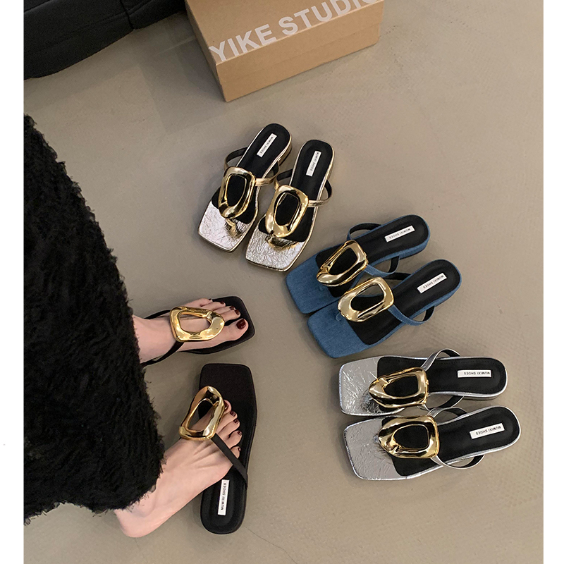 Sheepskin Version Of French-style Womens Low-heeled Slippers