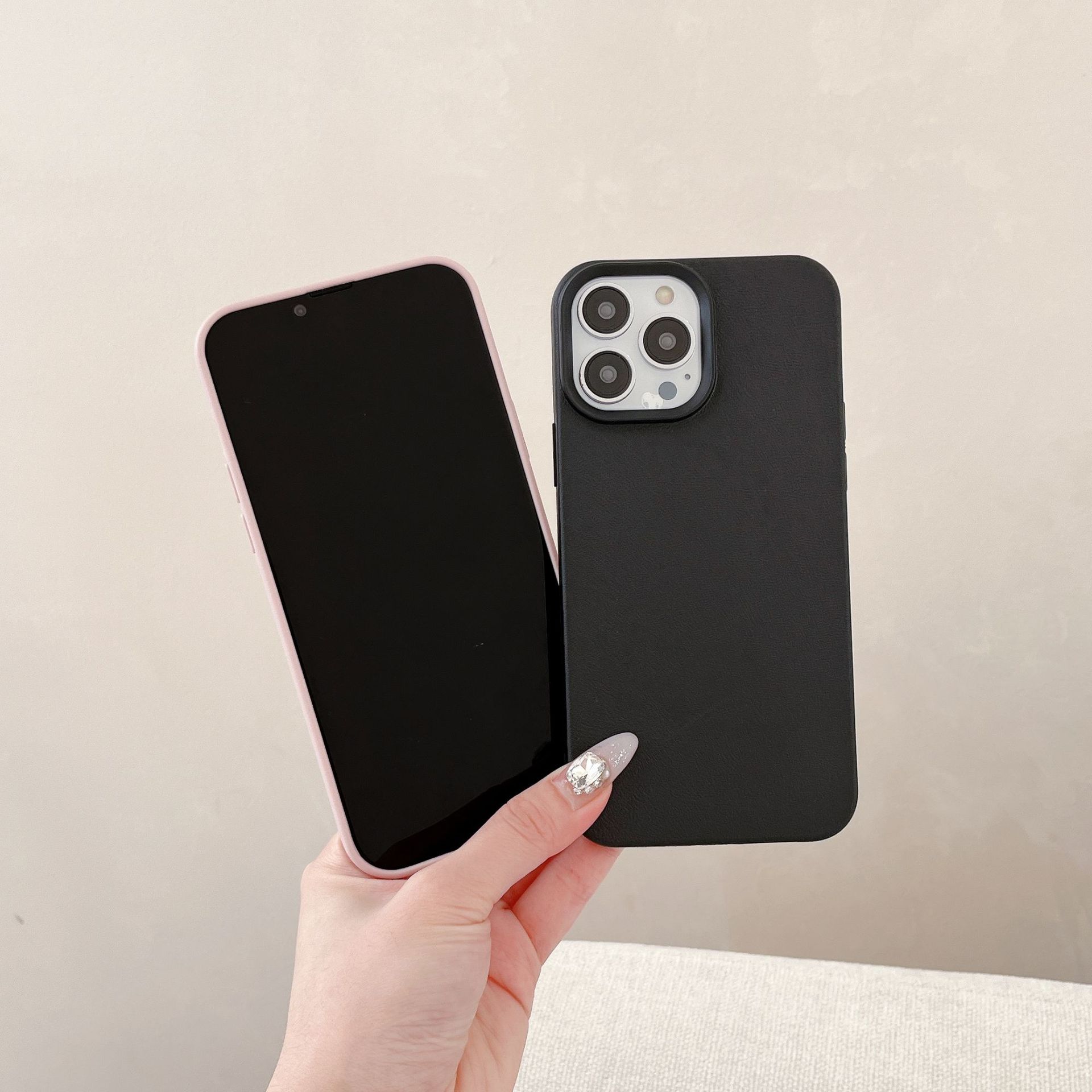 Simple Faux Leather Textured Soft Case