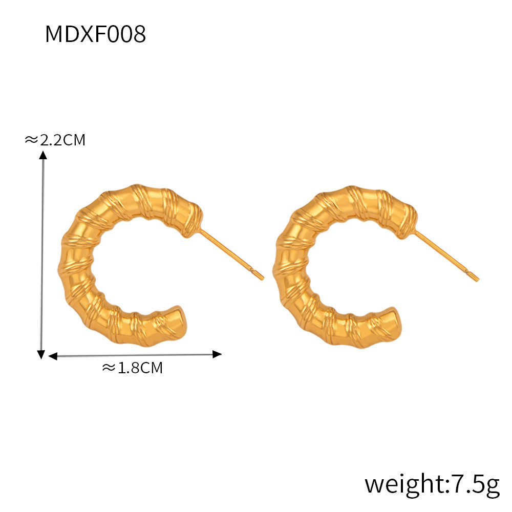 C-shaped Titanium Steel 18k Gold Plated Earrings