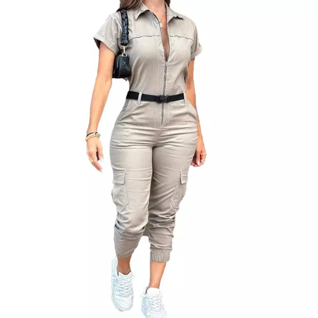 Women's Casual Work Clothes Jumpsuit Silver Gray - Shop at LoveMi