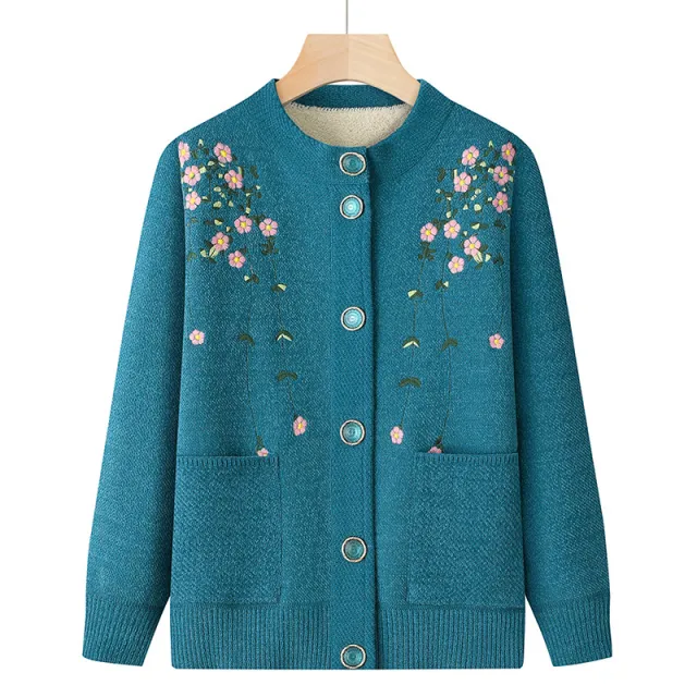 Fleece lined Thick Knit Cardigan Fall Winter Coat Blue - Shop at LoveMi