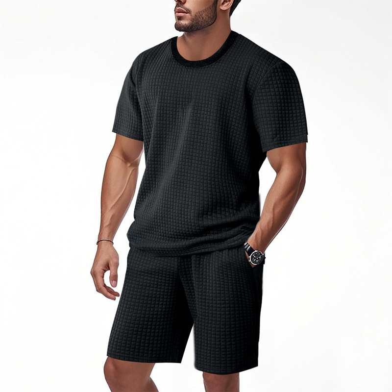 Mens Casual Retro Crew-Neck Short-Sleeve Set - Image 8