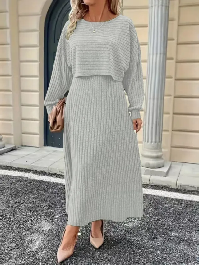Womens Long sleeve Top And Dress Set Gray - Shop at LoveMi
