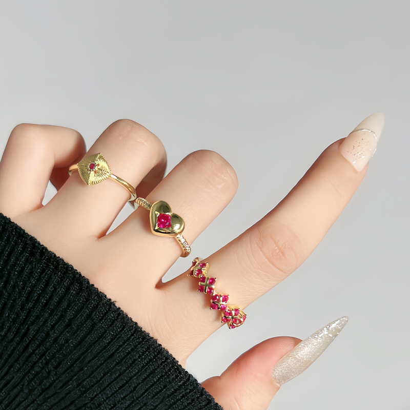 Floral Rose-Gold Zircon Open Ring For Women