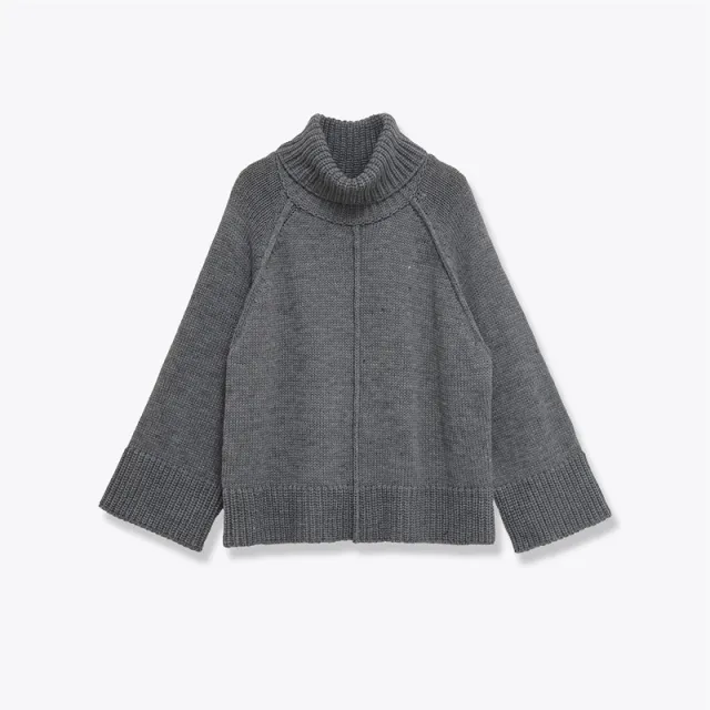 Women's Casual Loose Stand neck Knit Sweater Gray - Shop at LoveMi