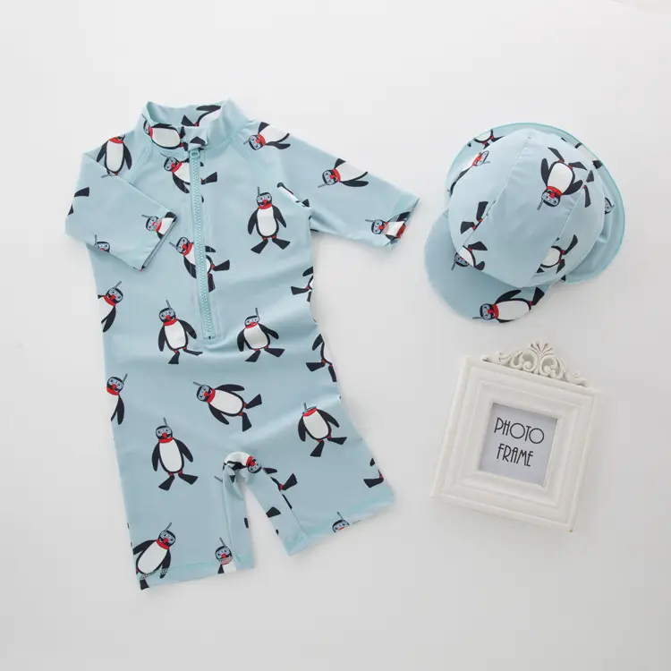 Boy One-piece Long Sleeves Penguin Beach Sun