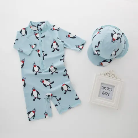 Boy One-piece Long Sleeves Penguin Beach Sun Protection Hot