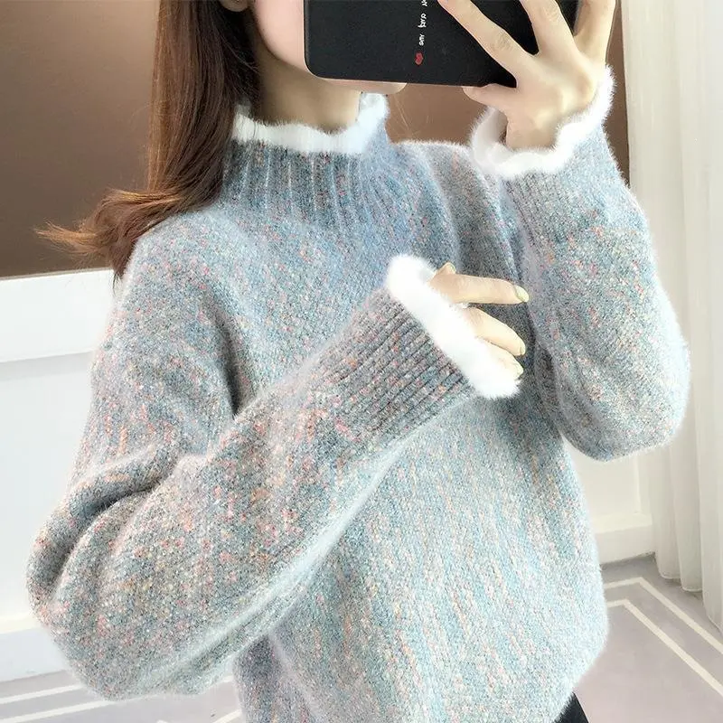 Womens Thick Turtleneck Knit Sweater
