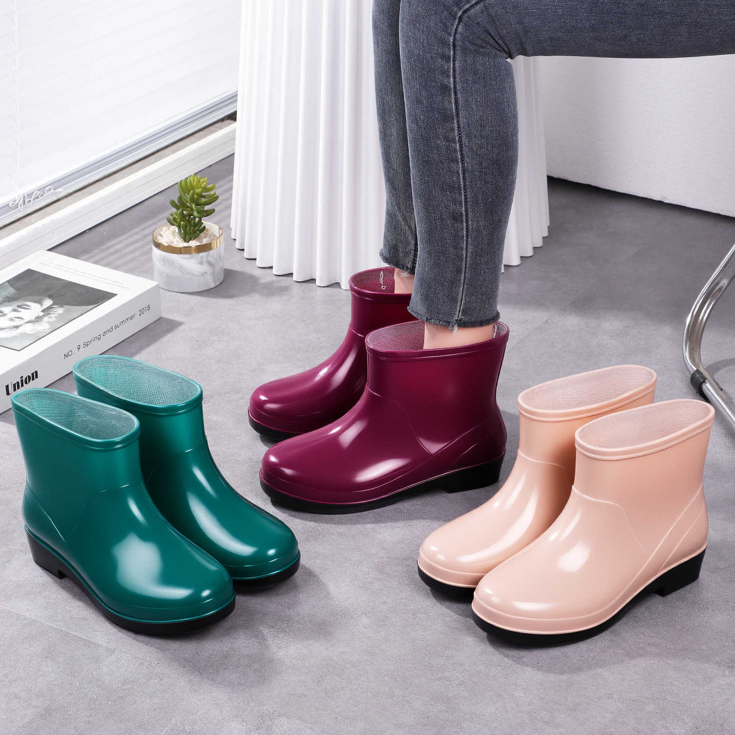 Fashionable Rain Boots For Women, Outdoor Wear Adult-sized Low-cut Waterproof 4