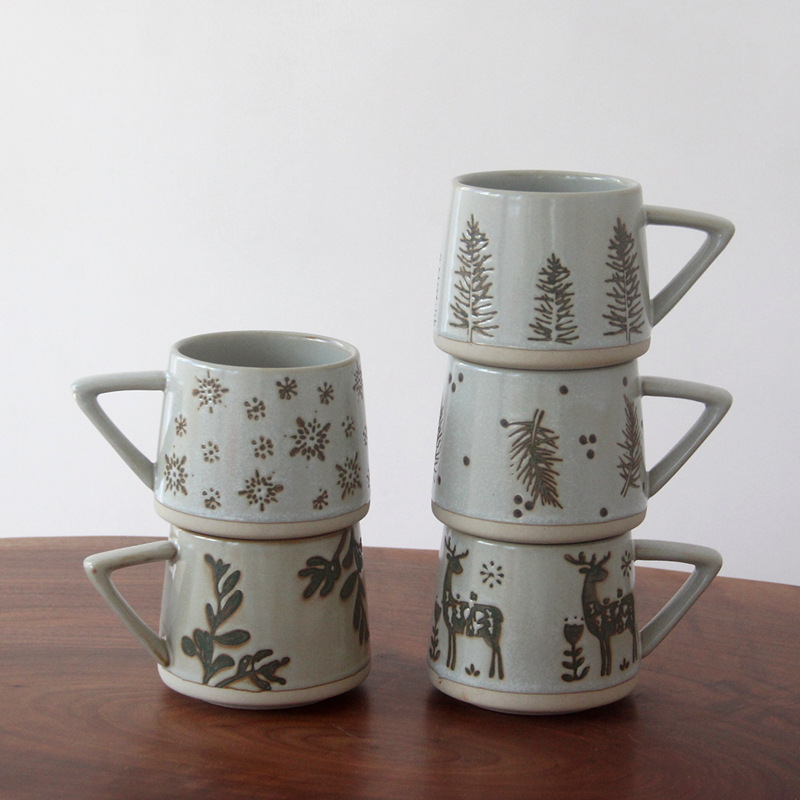 Retro Ceramic Fambe Ear-hanging Coffee Cup