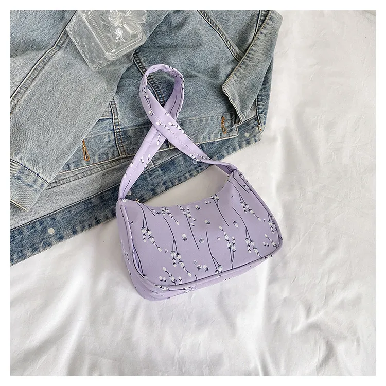 Simple Nylon Bag Women's Fashion Shoulder Bag - Purple