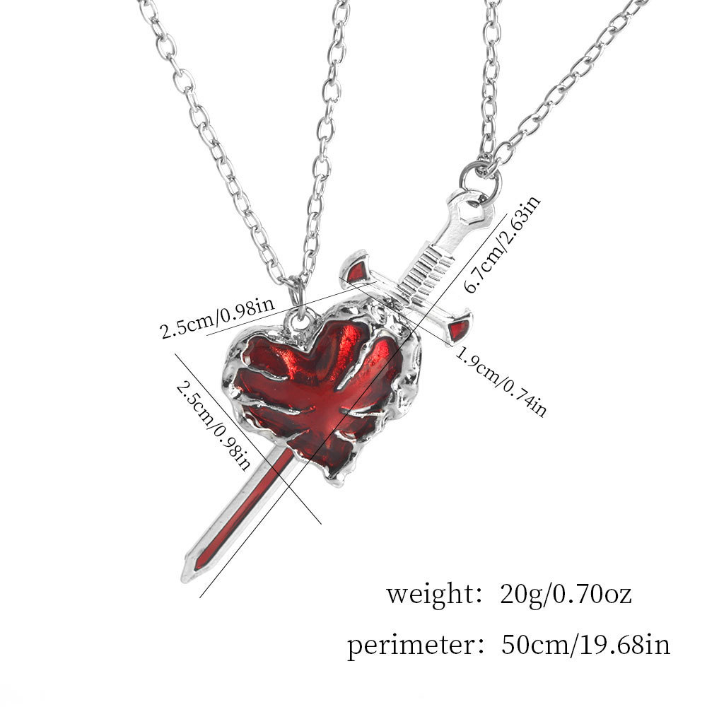 Women's European And American New Sword Peach Heart Pendant Necklace