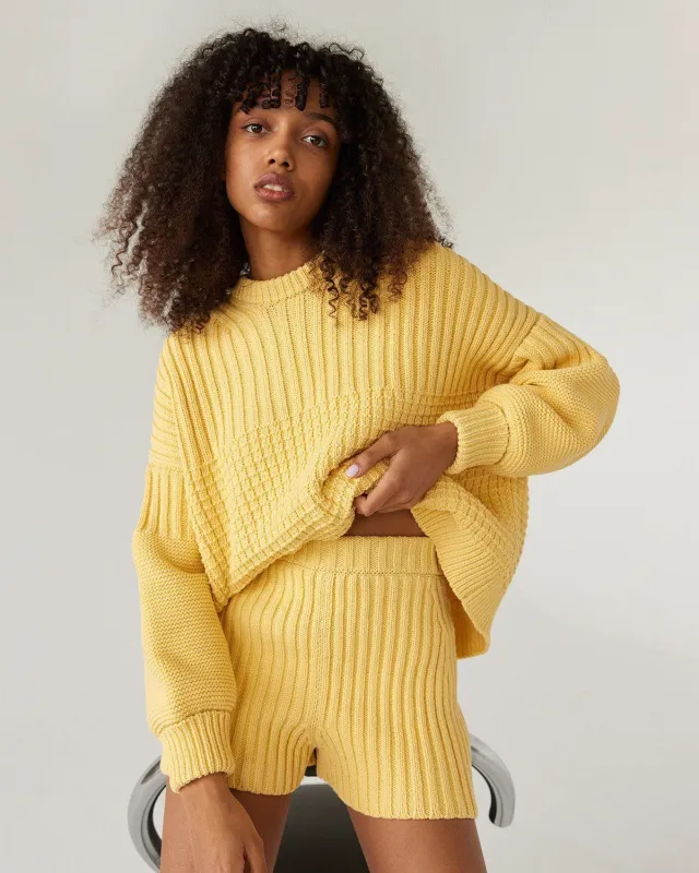 Fashion Autumn And Winter New Round Neck Loose Casual Two piece Suit Yellow - Shop at LoveMi