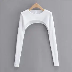 Round Neck Pure Colour All-matching T-shirt Oversleeve - White - View 1