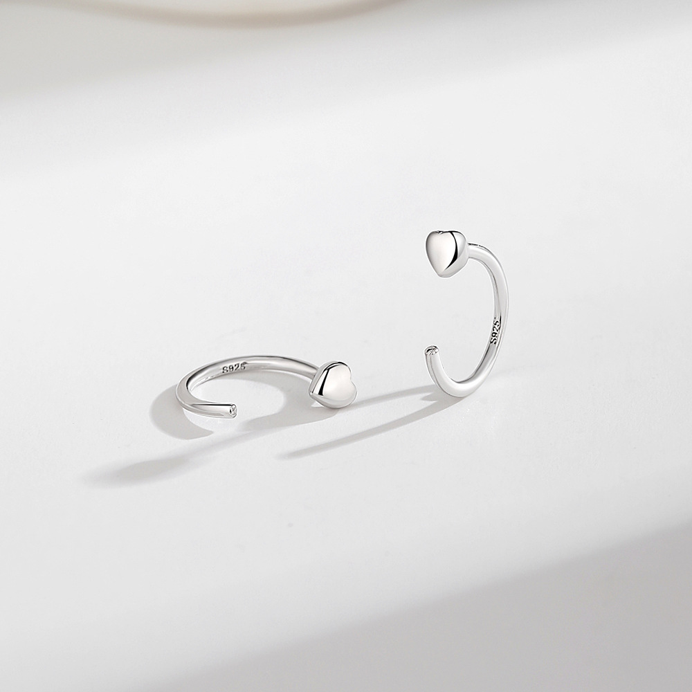 Fashion Silver Love C-shaped Earrings Women