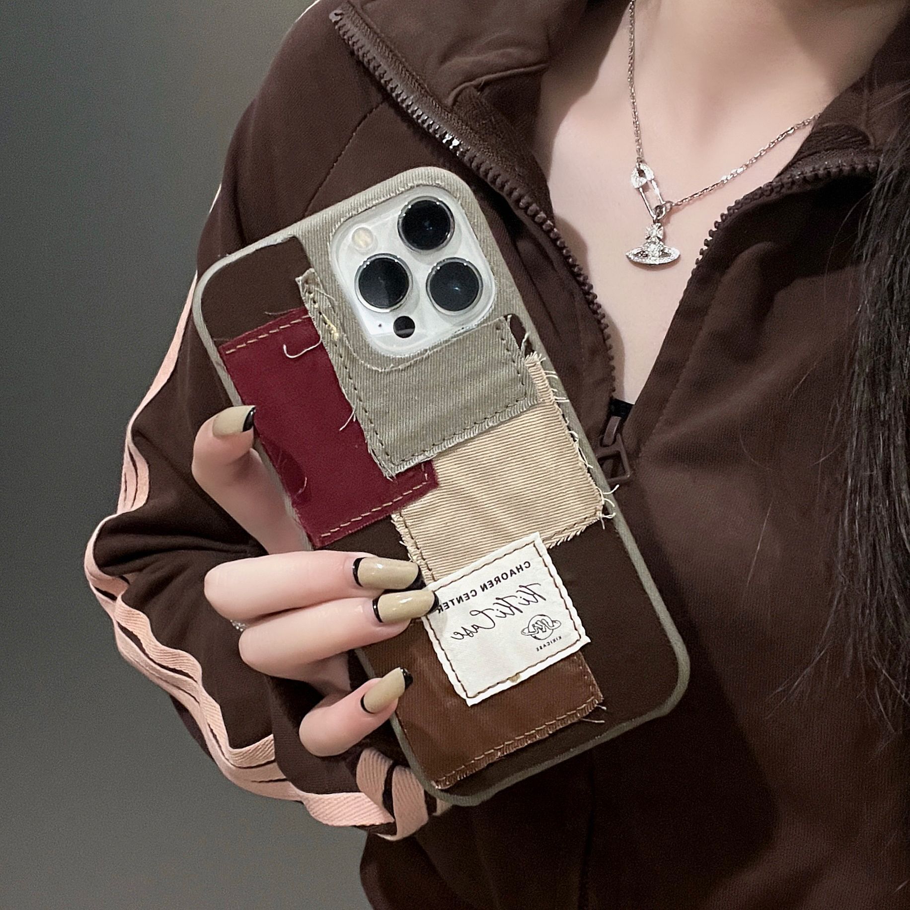 Funda para celular denim lona cosida simple