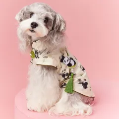 Teddy Schnauzer Bichon Sleeveless Panda Vest - Cheongsam Dress With Pendant - View 1