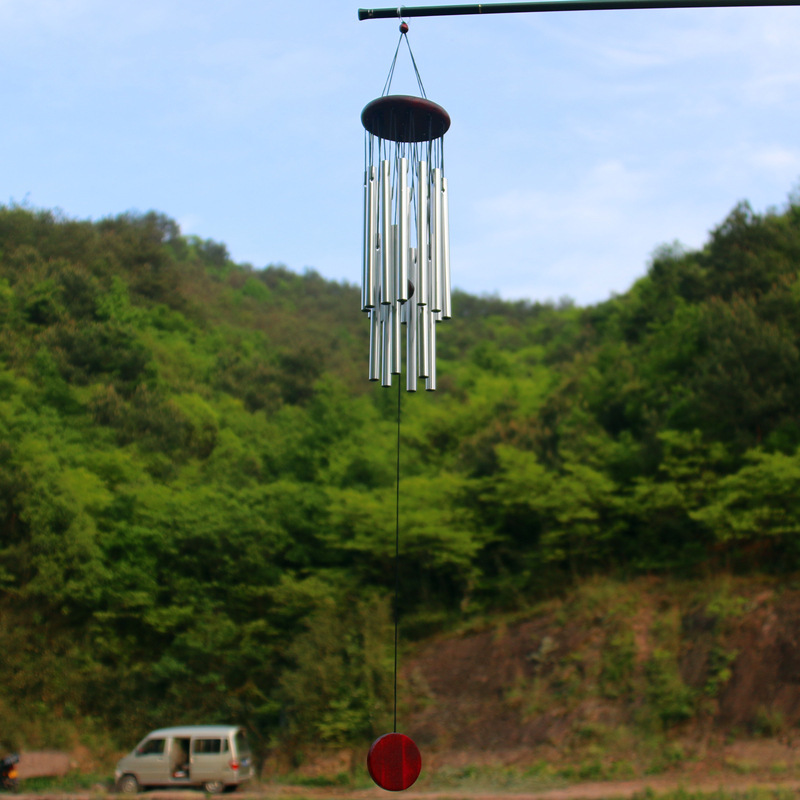 Title 14, Large Solid Wood Bronze Wind Chimes Metal Multi...