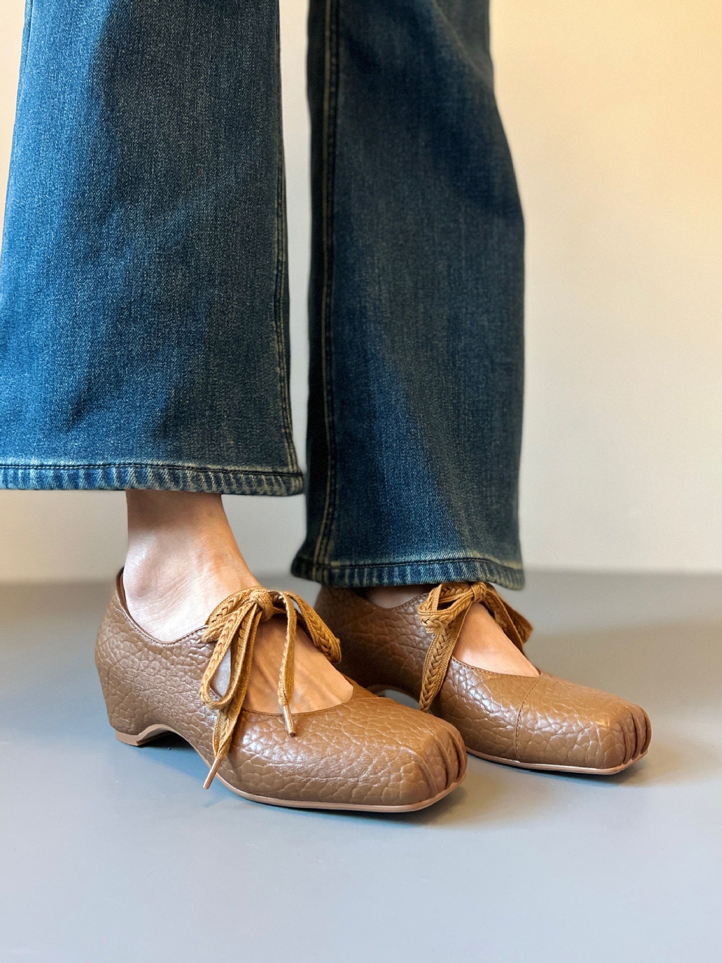 Leather Ballet Flats with Laces, picture 4 of 6