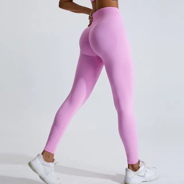 European And American Seamless Peach Hip Raise Yoga Pants Pink - Shop at LoveMi