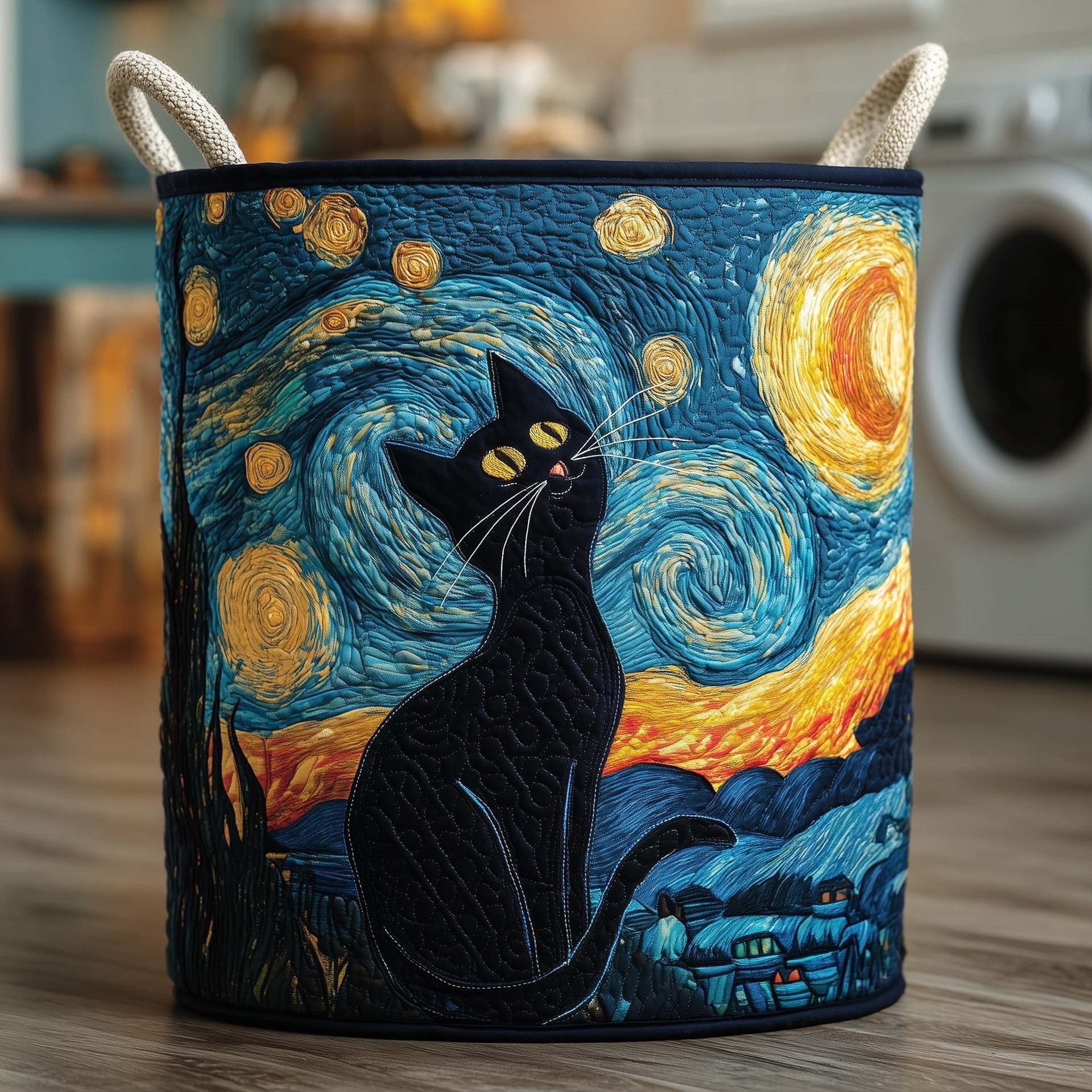 New Quilted Embroidered Laundry Basket Storage Bin