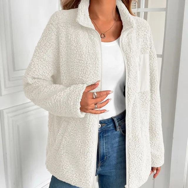 European And American Women's Clothing Autumn And Winter Lamb Wool Berber Fleece Coat White - Shop at LoveMi