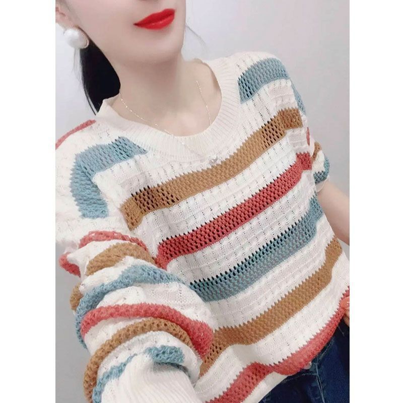 Title 4, Rainbow Striped Sweater For Women Spring And Au...