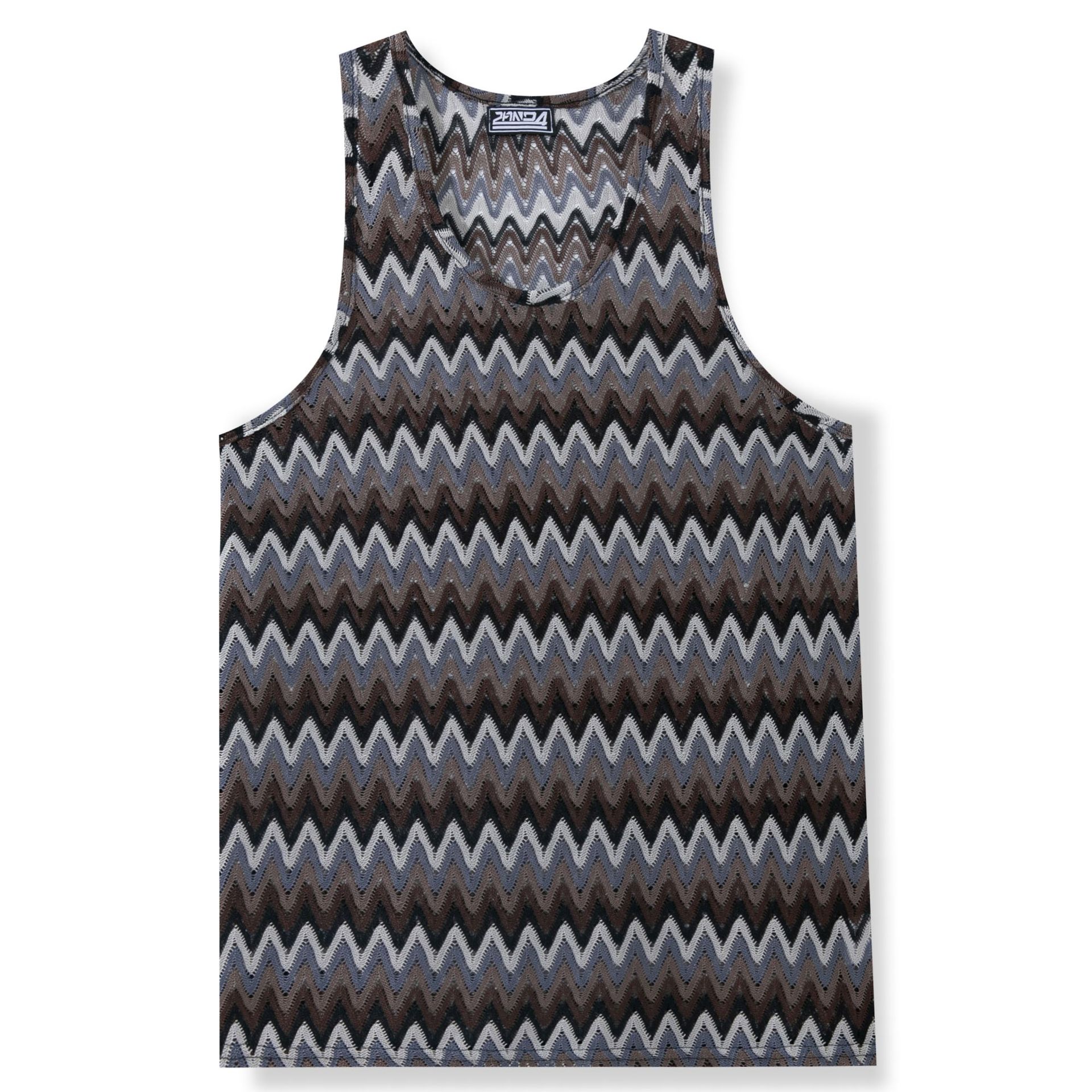 Summer Casual Men's Clothing Retro Style Contrast Color Wave Color Stripes Fabric Vest