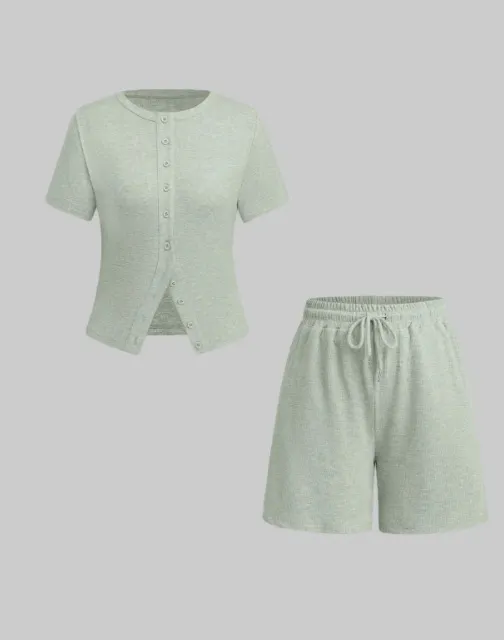Women's Sexy Slim fit Short Sleeve Blouse And Pants Yellow Green - Shop at LoveMi