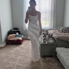 Women's Fashion Best-Seller Floral Lace Sexy European And American Dress - White - View 1