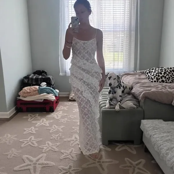 Women's Fashion Best Seller Floral Lace Sexy European And American Dress White - Shop at LoveMi