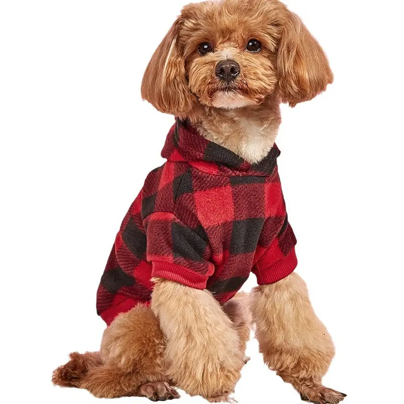 Puppy Warm Anti-lint Clothes Plaid Hoodie Universal