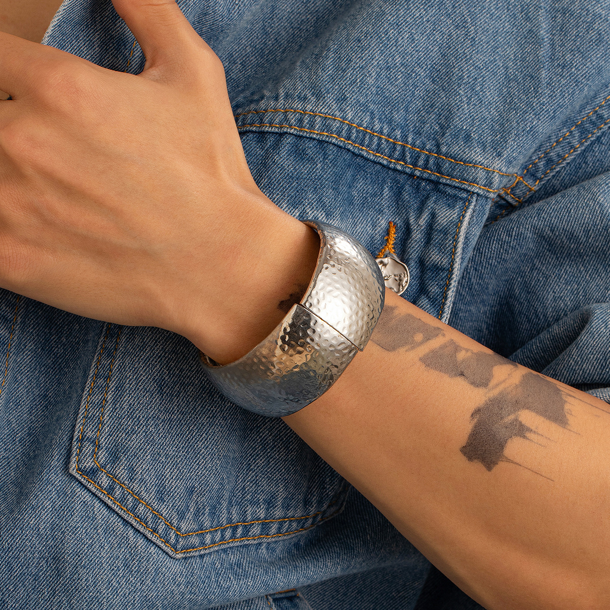 Metal Bracelet Men's Hip Hop Fashion Personality Bright Opening Irregular